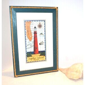 Vintage Lighthouse Jupiter Florida Nautical Coastal